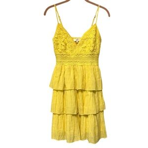Rebellion Again crochet gauze tier lined sun dress EUC